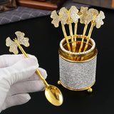 Coffee Spoon Set Flatware Dessert Spoon Holder Set for Fruit Ice Cream Hotel