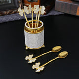Coffee Spoon Set Flatware Dessert Spoon Holder Set for Fruit Ice Cream Hotel