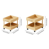 Rolling Cart 2 Tiers Wood Cart with Caster Wheels for Household Hotel Office M