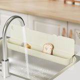 Sink Splash Guard with Sponge Holder Premium Storage Rack Water Splash Guard white
