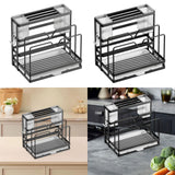 Kitchen Cutlery Holder Sponge Brush Holder for Cutting Board Soap Restaurant Gray