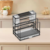 Kitchen Cutlery Holder Sponge Brush Holder for Cutting Board Soap Restaurant Gray