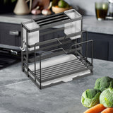 Kitchen Cutlery Holder Sponge Brush Holder for Cutting Board Soap Restaurant Gray