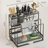 Kitchen Cutlery Holder Sponge Brush Holder for Cutting Board Soap Restaurant Gray