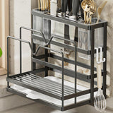 Kitchen Cutlery Holder Sponge Brush Holder for Cutting Board Soap Restaurant Gray