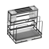 Kitchen Cutlery Holder Sponge Brush Holder for Cutting Board Soap Restaurant Gray