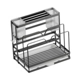 Kitchen Cutlery Holder Sponge Brush Holder for Cutting Board Soap Restaurant Gray