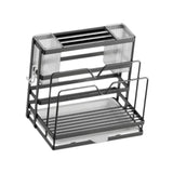 Kitchen Cutlery Holder Sponge Brush Holder for Cutting Board Soap Restaurant Gray