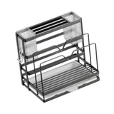 Kitchen Cutlery Holder Sponge Brush Holder for Cutting Board Soap Restaurant Gray