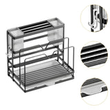 Kitchen Cutlery Holder Sponge Brush Holder for Cutting Board Soap Restaurant Gray