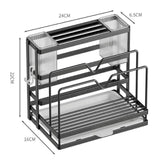 Kitchen Cutlery Holder Sponge Brush Holder for Cutting Board Soap Restaurant Gray