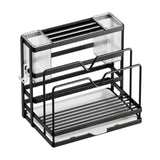 Kitchen Cutlery Holder Sponge Brush Holder for Cutting Board Soap Restaurant Black