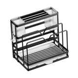 Kitchen Cutlery Holder Sponge Brush Holder for Cutting Board Soap Restaurant Black