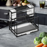 Kitchen Cutlery Holder Sponge Brush Holder for Cutting Board Soap Restaurant Black