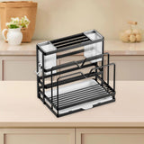 Kitchen Cutlery Holder Sponge Brush Holder for Cutting Board Soap Restaurant Black