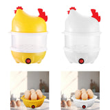Egg Boiler Machine Egg Steamer with Lid and Measuring Cup 2 Layer Egg Cooker Yellow
