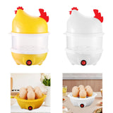 Egg Boiler Machine Egg Steamer with Lid and Measuring Cup 2 Layer Egg Cooker Yellow