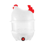 Egg Boiler Machine Egg Steamer with Lid and Measuring Cup 2 Layer Egg Cooker White