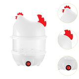 Egg Boiler Machine Egg Steamer with Lid and Measuring Cup 2 Layer Egg Cooker White