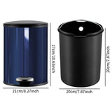 Trash Can with Foot Pedal Simple Dustbin Garbage Bin for Dorm Restroom Lobby Dark Blue