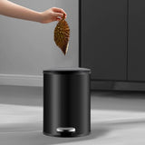 Trash Can with Foot Pedal Simple Dustbin Garbage Bin for Dorm Restroom Lobby Black