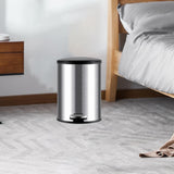 Trash Can with Foot Pedal Simple Dustbin Garbage Bin for Dorm Restroom Lobby Silver