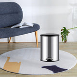 Trash Can with Foot Pedal Simple Dustbin Garbage Bin for Dorm Restroom Lobby Silver