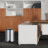 Trash Can with Foot Pedal Simple Dustbin Garbage Bin for Dorm Restroom Lobby Silver