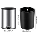 Trash Can with Foot Pedal Simple Dustbin Garbage Bin for Dorm Restroom Lobby Silver
