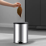 Trash Can with Foot Pedal Simple Dustbin Garbage Bin for Dorm Restroom Lobby Silver