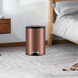 Trash Can with Foot Pedal Simple Dustbin Garbage Bin for Dorm Restroom Lobby Rose Gold