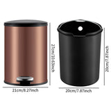 Trash Can with Foot Pedal Simple Dustbin Garbage Bin for Dorm Restroom Lobby Rose Gold