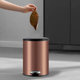 Trash Can with Foot Pedal Simple Dustbin Garbage Bin for Dorm Restroom Lobby Rose Gold