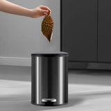 Trash Can with Foot Pedal Simple Dustbin Garbage Bin for Dorm Restroom Lobby Titanium Black