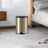 Trash Can with Foot Pedal Simple Dustbin Garbage Bin for Dorm Restroom Lobby Gold