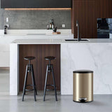 Trash Can with Foot Pedal Simple Dustbin Garbage Bin for Dorm Restroom Lobby Gold