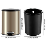 Trash Can with Foot Pedal Simple Dustbin Garbage Bin for Dorm Restroom Lobby Gold