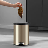 Trash Can with Foot Pedal Simple Dustbin Garbage Bin for Dorm Restroom Lobby Gold