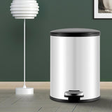 Trash Can with Foot Pedal Simple Dustbin Garbage Bin for Dorm Restroom Lobby White