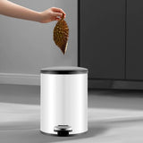 Trash Can with Foot Pedal Simple Dustbin Garbage Bin for Dorm Restroom Lobby White