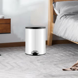 Trash Can with Foot Pedal Simple Dustbin Garbage Bin for Dorm Restroom Lobby White