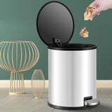 Trash Can with Foot Pedal Simple Dustbin Garbage Bin for Dorm Restroom Lobby White