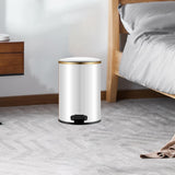 Trash Can with Foot Pedal Simple Dustbin Garbage Bin for Dorm Restroom Lobby Gold White
