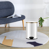 Trash Can with Foot Pedal Simple Dustbin Garbage Bin for Dorm Restroom Lobby Gold White