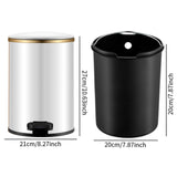Trash Can with Foot Pedal Simple Dustbin Garbage Bin for Dorm Restroom Lobby Gold White