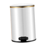 Trash Can with Foot Pedal Simple Dustbin Garbage Bin for Dorm Restroom Lobby Gold White