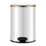 Trash Can with Foot Pedal Simple Dustbin Garbage Bin for Dorm Restroom Lobby Gold White