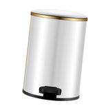 Trash Can with Foot Pedal Simple Dustbin Garbage Bin for Dorm Restroom Lobby Gold White