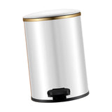 Trash Can with Foot Pedal Simple Dustbin Garbage Bin for Dorm Restroom Lobby Gold White