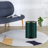 Trash Can with Foot Pedal Simple Dustbin Garbage Bin for Dorm Restroom Lobby Gold Green